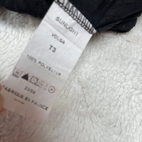 Sun Light Volga Womens Scoop Neck Crinkle Pleated Mini Dress Size 3 Black Ruffle - Picture 8 of 8